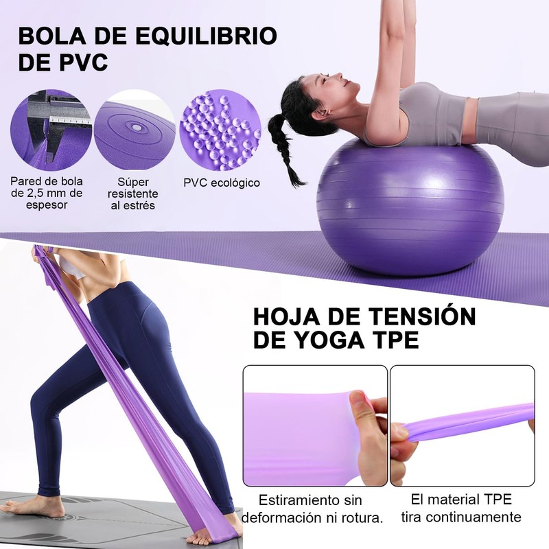 Pelota Pilates de 65 cm, Gruesa y Antiexplosiva
