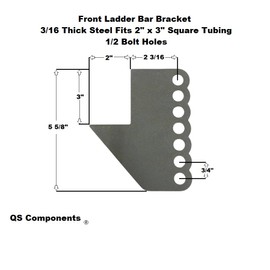 QS Components Front Ladder Bar Brackets Fits 2" x 3" Crossmember 1/2 Hole (Set of 4)