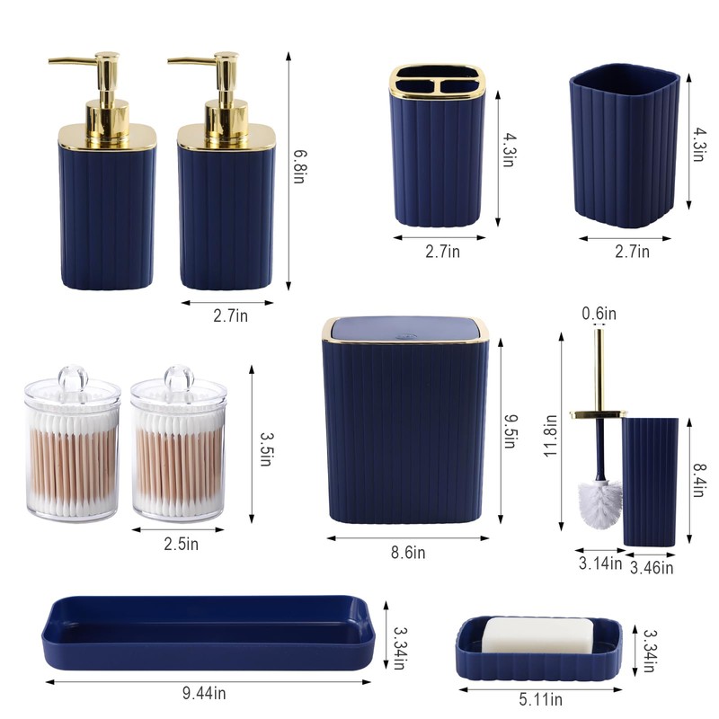 XLHOMO Bathroom Accessories Set - Gorgeous Bathroom Set, 10PC Navy