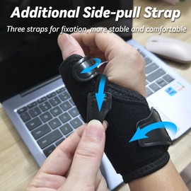 Hamshine Upgraded 2 in 1 Thumb Brace, Removable Thumb Spica Splint Left Right Hand with 3 Level Stability, Reversible Thumb Support (Black, Medium)