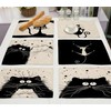 ShopINess Funny Cat Placemats for Dining Room Table Cloths Black