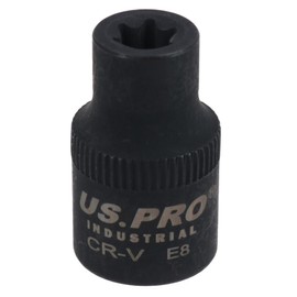E8 Female Impacted Impact Torx Star E Socket 3/8in Drive Shallow