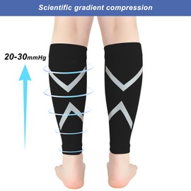 Novetec Calf Compression Sleeve for Men Women Reflective Footless Socks for Shin Splint Relief Night Running Cycling