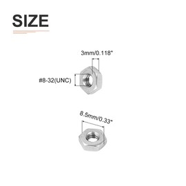 DTGN #8-32(UNC) Hex Nuts - 20 Pack - Home Garage Repair - Stainless Steel Hex Nuts - Silver Tone