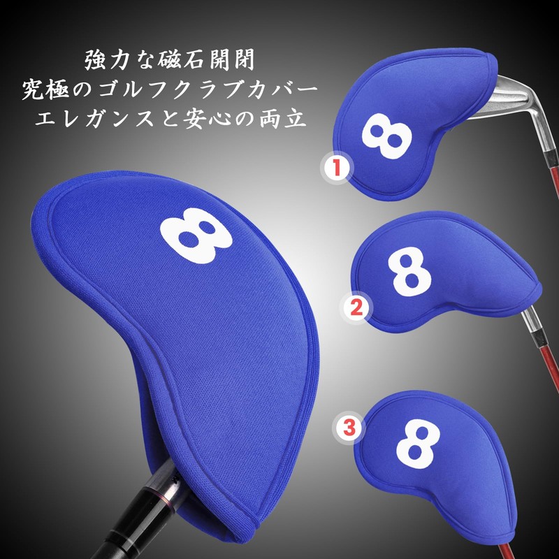11pcs Golf Iron Covers Magnetic Closure Golf Head Covers Wedge