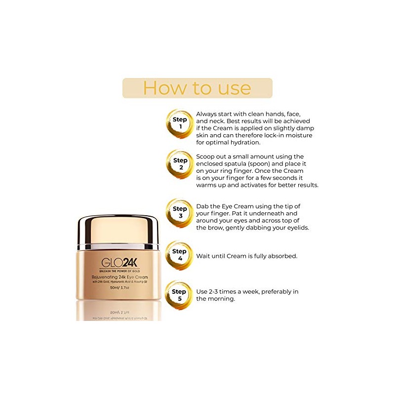 GLO24K Crema para ojos con oro de 24 k, fórmula