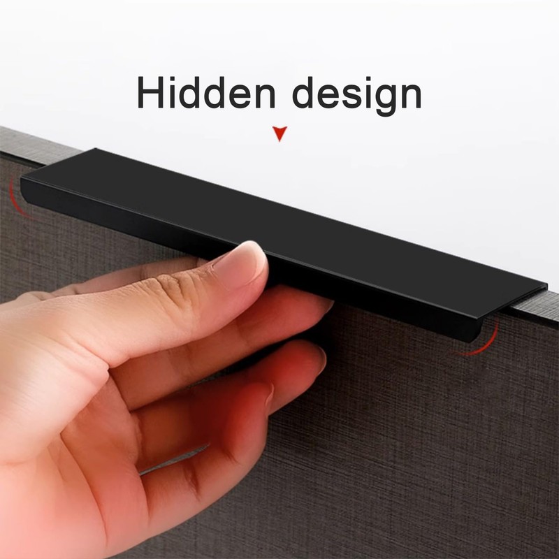 10 Pcs Concealed Drawer Handles with Screws, Aluminium Alloy Cupboard