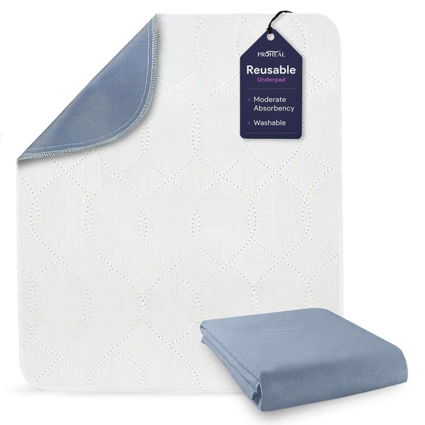 Almohadillas de cama para incontinencia lavables, resistentes al agua, mandriles de mezcla de rayón suave y poliéster, almohadillas absorbentes resistentes para orina para adultos, 18 x 24 pulgadas, 1 paquete