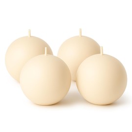 Biedermann & Sons 8-Hour Long Burning Unscented Round Ball Candles, Champagne, 2.5 Inch - Set of 4