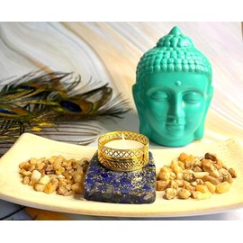 crystalmiracle Lapis Lazuli Orgonite Tea Light Crystal Holder for Home Office Gift Decor Healing Wellness Positive Energy Aura