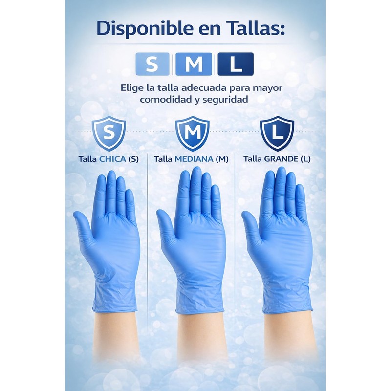 Guantes de Nitrilo Desechables Azules, Sin Látex y Sin Polvo,