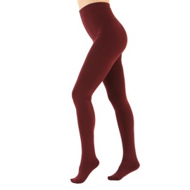 EVERSWE Women's Opaque Fleece Lined Tights, Thermal Tights (Wine Red,XXL)