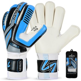 Levelty Adult Goalie Goalkeeper Gloves with Finger Protection Men Breathable Soccer Gloves Giga Palm Football Training and Match Gloves (SkyBlue - 7)