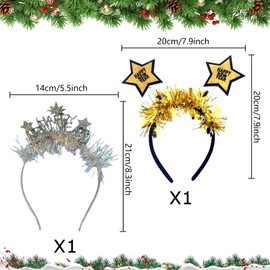 Pack of 2 New Year's Eve Headbands, 2025 Happy New Year Headdress, New Year's Eve Headband, Headband with Glittering Stars, New Year Christmas Headpiece for Children Party Accessories, New Year Photo