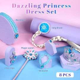 Meland Princess Dress Up Clothes for Girls, Light Up Princess Costume for Kids, Gift for 5-6 Years Old Toddler Girls