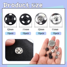 Toaob 30 Sets of Press Studs for Sewing 12 mm Metal Print Buttons Black Silver for Purse Handbag Clothing Sewing Craft DIY Delivery
