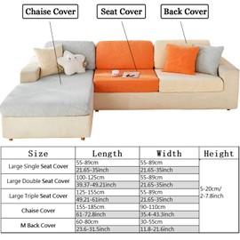 ele ELEOPTION Couch Back Cushion Covers Elastic L Shape Sectional Sofa Cover Furniture Protector Slipcover for Living Room (Length 24-32inch Width 12-22inch， M Back Cover) Weave Camel