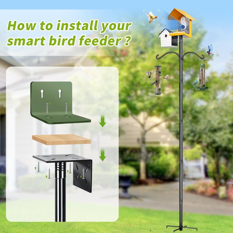 Bird Feeder Pole, 80 Inch Bird House Pole Stand for