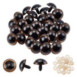 PandaHall Pack of 30 Safety Eyes, 24 mm Large Filled Animal Eyes, Plastic Black Safety Eyes with 30 Washers for DIY Bear Crafts, Crocheted