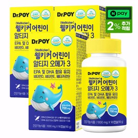 Dr. Poy Wellkicker Children's Altige Omega 3 1,000mg x 90 capsules, 3 units / 웰키커 어린이 알티지 오메가3 1,000mg x 90캡슐, 3개