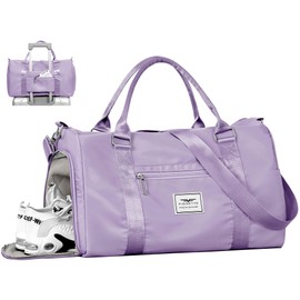 FIORETTO Womens Gym Tote Duffle Bag with Wet Pocket & Shoe Compartment, Sports Duffel Overnight Weekender Hospital Workout Carry on Bag for Girls, Ideal for Travel, Swimming, Dance, Ballet Purple
