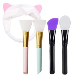 Pack of 4 Face Mask Brush Cosmetic Brush with Cat Ear Headband, Brushes for Applying Face Mask