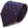 Michi Kolondon Brand Necktie, Made in Japan, 100% Silk, Floral Jacquard Weave, Woven Pattern, Petite, B pattern: Navy x Red