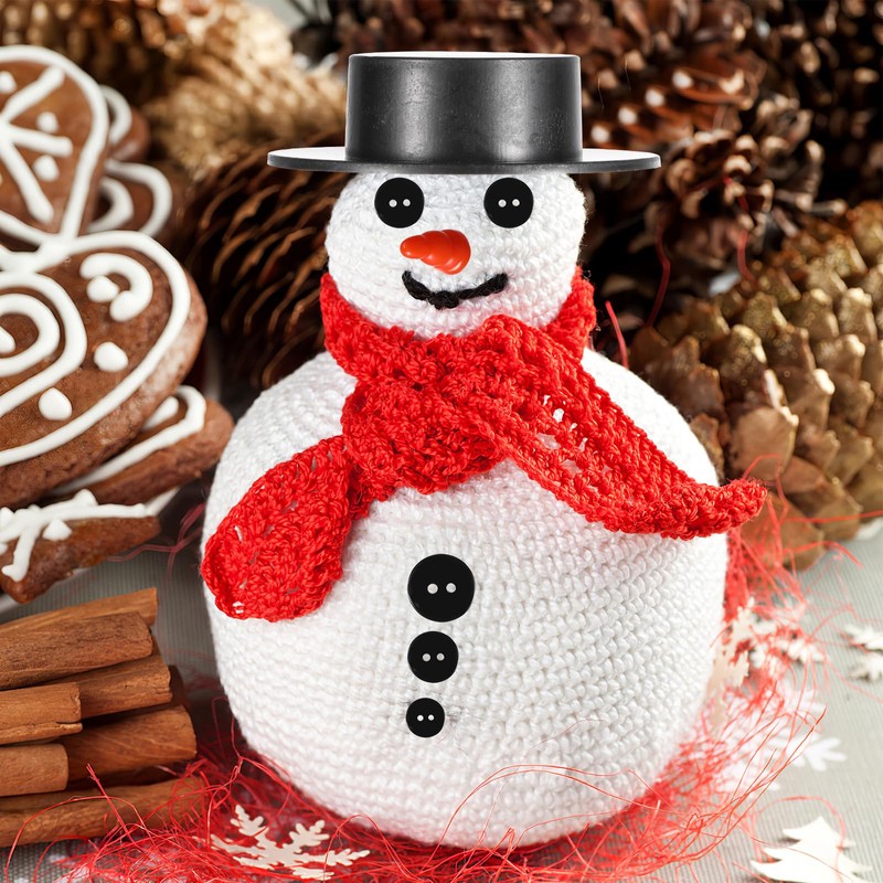 NIYANGLE Christmas Snowman Kit, Mini Black Hats Nose & Buttons