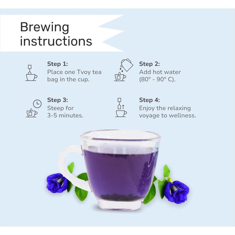 Butterfly Pea Flower Green Tea Bags – Low Caffeine 40