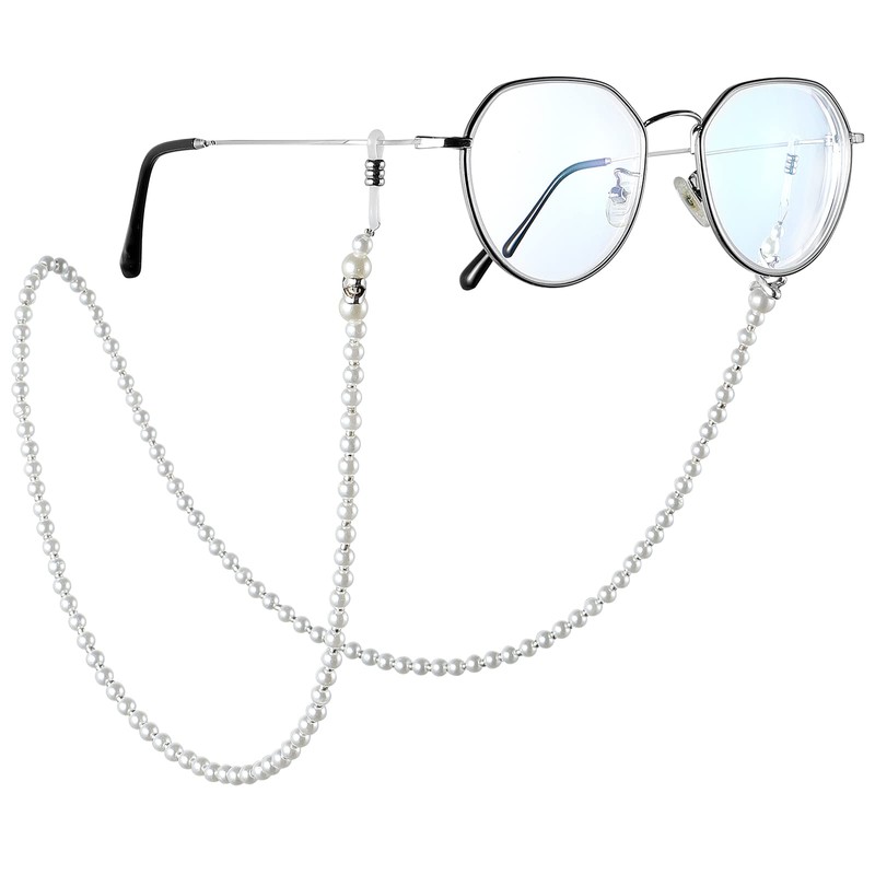 OCR White Pearl Beaded Eyeglass Chain , Eyewear Sunglasses Cord