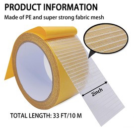 WENSSKKU Extra Strong Double Sided Fabric Tape Heavy Duty for Clothes,Double Stick Fabric Tape for Carpet/Clothing 2inch x 33FT(10m) High Stickness Strong 2 Sided Tape