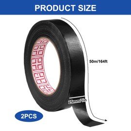 2 Rollen Panzerband Schwarz, 2cm × 50m Schwarzes Panzertape Wasserfest,Schwarzes Klebeband, Panzerband Extra Stark Wasserfest,Gewebeklebeband Schwarz für Innen Außen Gewebeverstärktes Reparaturband
