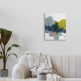 Stupell Industries Lively Abstract Brush Strokes Blue Grey Yellow, Designed by Bronwyn Baker Canvas Wall Art, 16 x 20