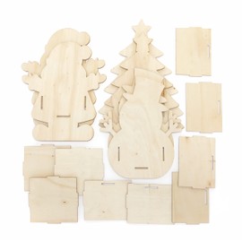 Baker Ross FC149 Christmas Wooden Flowerpot Craft Kits - Pack of 3, Make Your Own Flower Pot, Planting Pots for Children to Decorate, Creative Christmas Activities for Kids