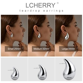 Chunky Stud Earrings Dupes for Women Silver Teardrop Earrings for Women Waterdrop Earrings Trendy Jewelry for Women