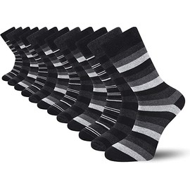 Cob Stallion- Multi-Stripe Men's Socks, Multicoloured Black Socks for Men, Multipack 6-11 UK- (12 Pack)