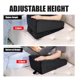 BALAPET 2-in-1 Adjustable Arm Elevation Pillow with Pockets, Ergonomic Wedge Bolster for Post Surgery Support, Recovery Boost Pillow Leg Pain Relieves (Black)