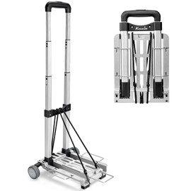 KEDSUM Mini Luggage Cart with Wheels Foldable, Lightweight Aluminum Trolley Cart with Wheels, Expandable Baseplate Foding Hand Truck Dolly, Small Backpack Portable Dolly for Airport Travel Moving Use