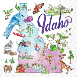 IHR Ideal Home Range Servilletas de cóctel Rosanne Beck State Collection Paquete de servilletas desechables de papel de 3 capas, 5 x 5 pulgadas, Idaho, 20 unidades