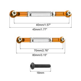 MECCANIXITY Adjustable Turnbuckles Camber Link Linkages Aluminum Alloy RC Car Steering Pull Rod Servo Linkages Tie Rod for 2WD 1/10 RC Car Crawler(Gold)