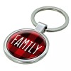 Family Christmas Red Plaid Keychain with Epoxy Dome and Metal