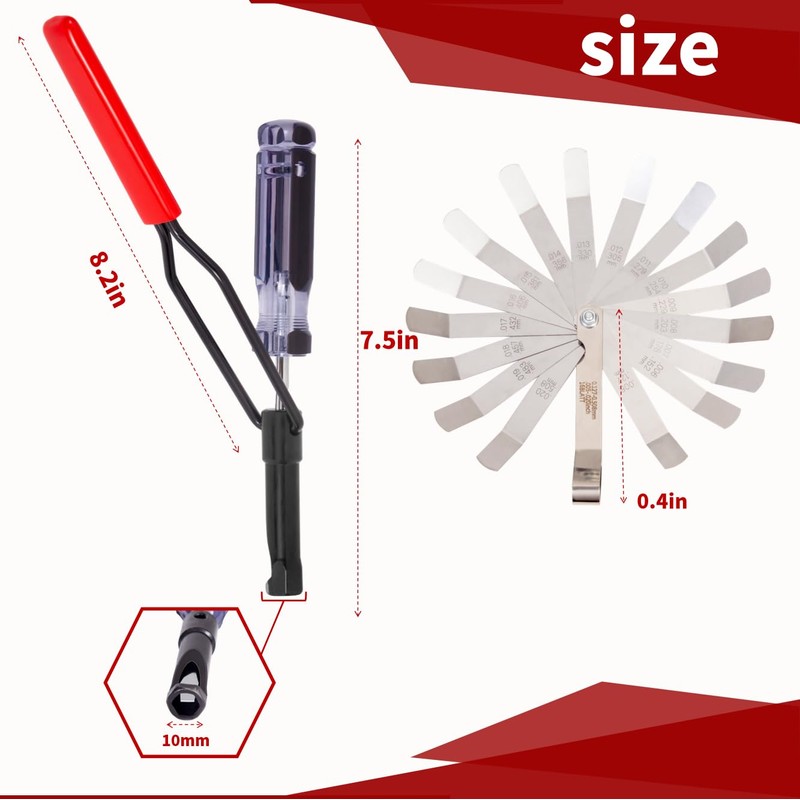 Relioky Valve Adjustment Tool for 10mm Jam Nut,with Angled Feeler