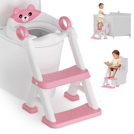 Potty Training Seat, Toddler Toilet Seat With Steps, 2 In 1 Toddler Potty Training Toilet With Splash Guard, Anti-Slip Step Stool Soft Mat, Adjust High Potty Seats For Toddlers Kids Boys Girls