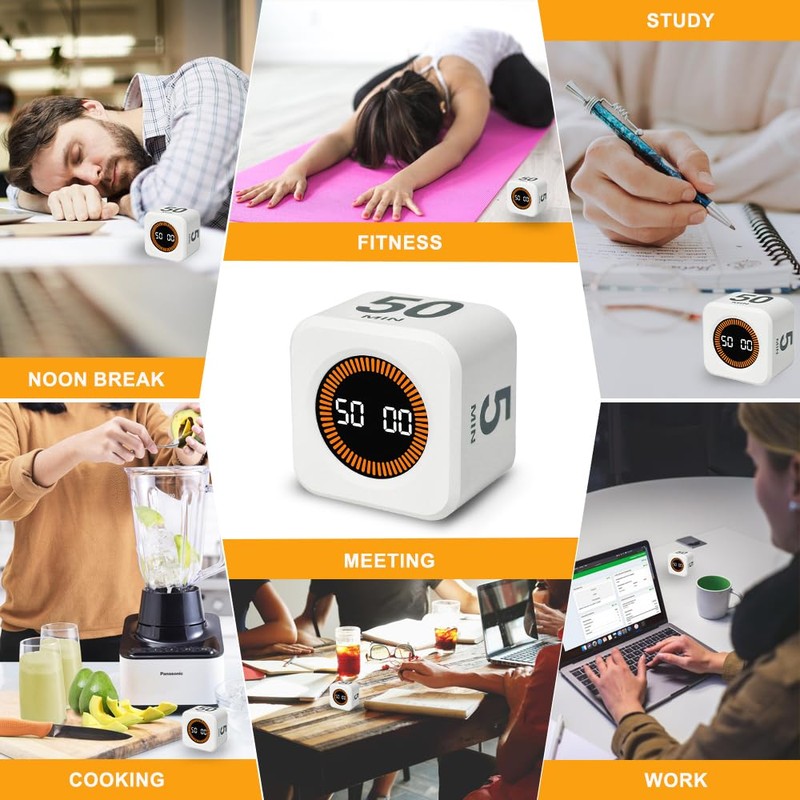 PULIVIA Visual Rotating Timer with 5, 10, 25 50 Minutes