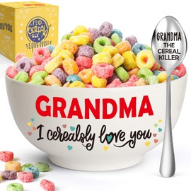 YEUYUQIU Grandma Grandson Gift - Cereal Bowl & Spoon Set - Ideal Mothers Day & for Grandma Nana
