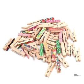 ANCLLO 100Pcs 3.5cm/1.38in Colorful Painted Wood Clothespin for Photo Clips Scrap Booking Crafts Gift Wrapping