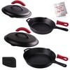 Cast Iron Skillet Set with Lids - 10"+12"-inch Pre-Seasoned Covered