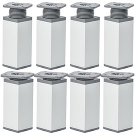 Btowin VCF 10 cm Metal Furniture Feet, Pack of 8 Modern Aluminium Height Adjustable Square DIY Replacement Table Legs, Cabinet Feet for Cupboard, Sofa, Couch, TV Stand, Dressers