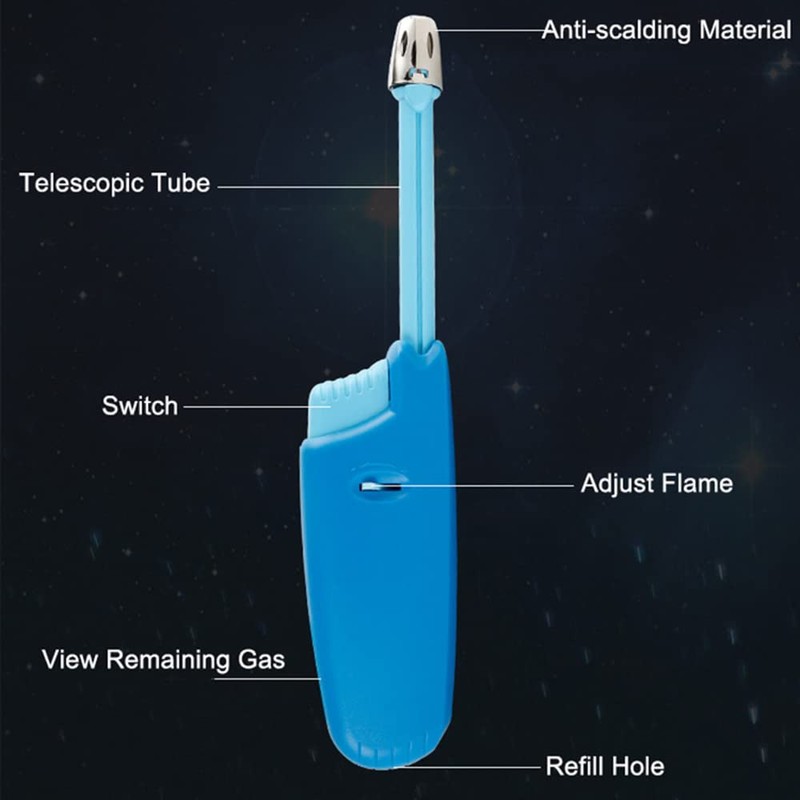 Candle Lighter Long Neck Adjustable Lighters Butane Gas Refillable Plastic