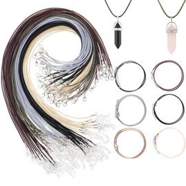 LxcshLjx 120Pcs Leather Necklace Cord with Clasps, 6 Color Waxed Line Necklace Cord for Pendants, Necklace String Rope for Jewelry Making Beading Supplies, Bulk Bracelet Chains for DIY Beads, Charms